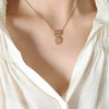 316L Stainless Steel Animal Bear Pendant Necklace Women's Jewelry Inlaid Zircon Electroplated