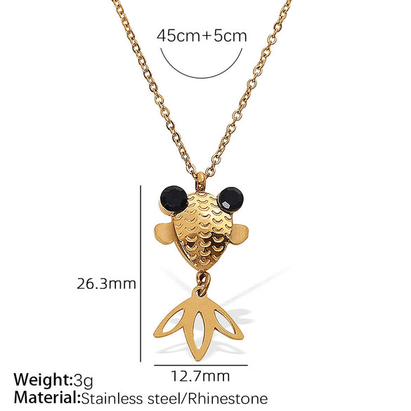 316L Stainless Steel Animal Zodiac Lucky Koi Pendant Necklace Women Minimalist Electroplated