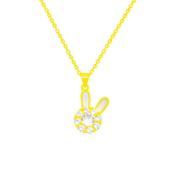 Titanium Steel Animal Zodiac Micro Inlay Rotating Rabbit Necklace Pendant For Women