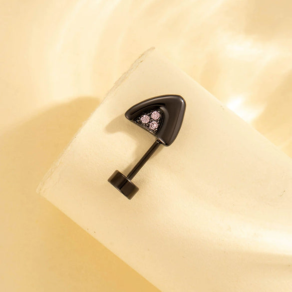 Titanium Steel Animal Zodiac Microinlaid Zircon Oil Drop Screw Ear Nail Jewelry With Electroplating