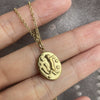 Titanium Steel Animal Zodiac Oil Dripping Rabbit Element Pet Oval Tarot Card Necklace 18K Gold Electroplated
