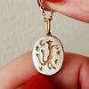 Titanium Steel Animal Zodiac Oil Dripping Rabbit Element Pet Oval Tarot Card Necklace 18K Gold Electroplated