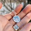 Titanium Steel Animal Zodiac Oil Dripping Rabbit Element Pet Oval Tarot Card Necklace 18K Gold Electroplated