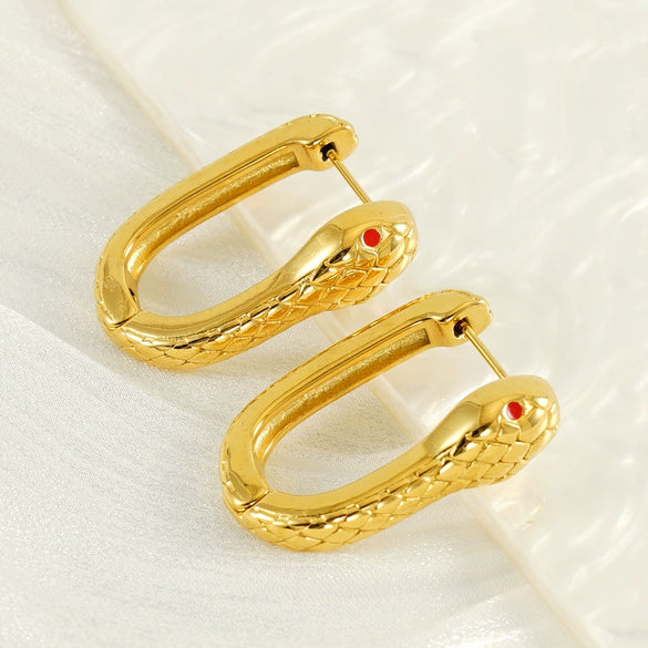 Titanium Steel Animal Zodiac Snake Earrings Electroplated Unisex Fashion Design