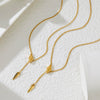 Titanium Steel Animal Zodiac Snake Yshaped Drawable Tassel Necklace Electroplated Chic Style
