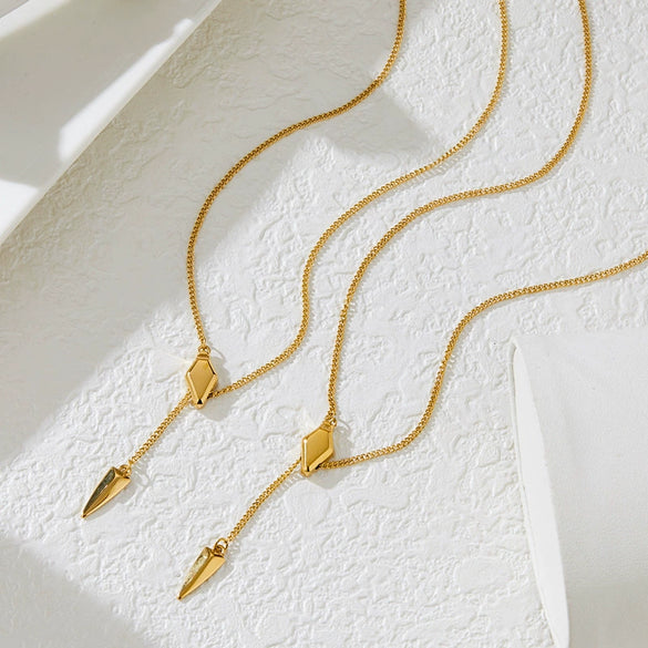 Titanium Steel Animal Zodiac Snake Yshaped Drawable Tassel Necklace Electroplated Chic Style
