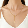 Titanium Steel Animal Zodiac Snake Yshaped Drawable Tassel Necklace Electroplated Chic Style