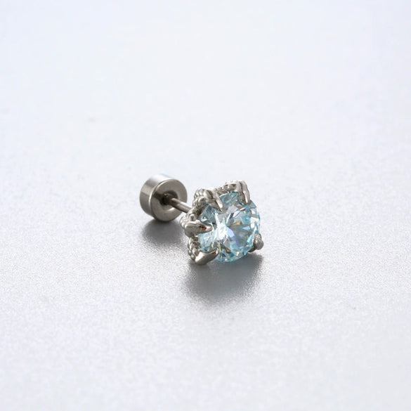 Titanium Steel Animal Zodiac Zirconia Couple's Screw Earring