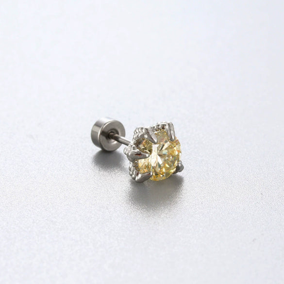 Titanium Steel Animal Zodiac Zirconia Couple's Screw Earring