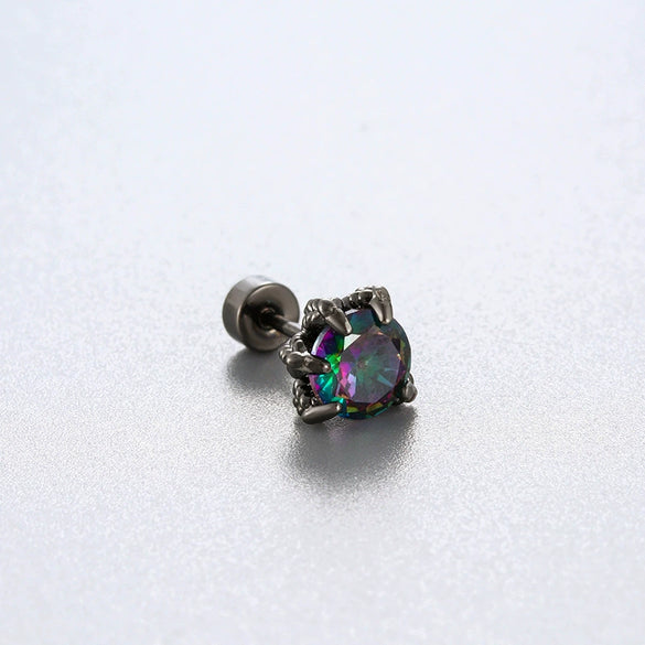 Titanium Steel Animal Zodiac Zirconia Couple's Screw Earring