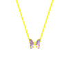 Titanium Steel Animals Butterfly Pendant Necklace With Precious Stones For Women