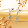 Titanium Steel Animals Zodiac Snake Pendant Inlaid Zircon Girls' Earrings