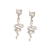 Titanium Steel Animals Zodiac Snake Pendant Inlaid Zircon Girls' Earrings