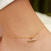 Titanium Steel Anklet Geometric Tbar Bar Pendant Ball Chain Women's Simple Style