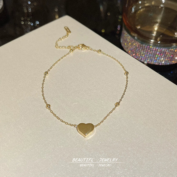 Titanium Steel Anklet Gold Plated With Artificial And Semiprecious Stones Letters Numbers Text Women's Jewelry