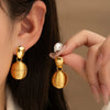 Titanium Steel Ball And Coil Earrings For Women Simple Style With Electroplating Plants Flowers Design
