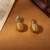 Titanium Steel Ball And Coil Earrings For Women Simple Style With Electroplating Plants Flowers Design