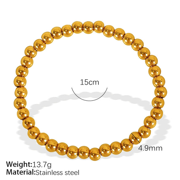 316L Stainless Steel Ball Bracelet Minimalist Style Electroplated Jewelry For Ladies