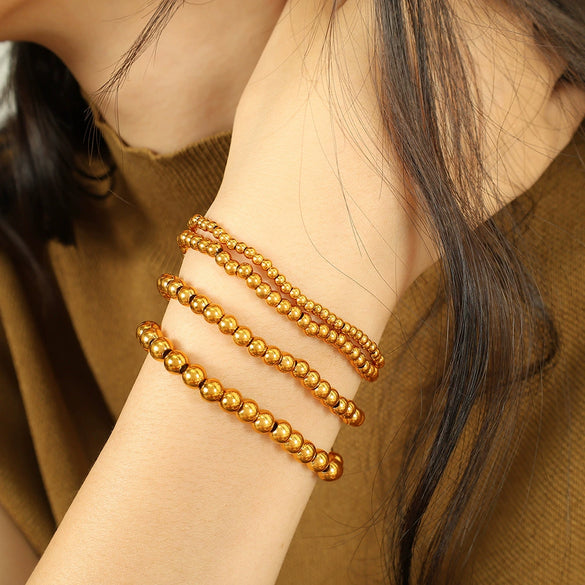 316L Stainless Steel Ball Bracelet Minimalist Style Electroplated Jewelry For Ladies