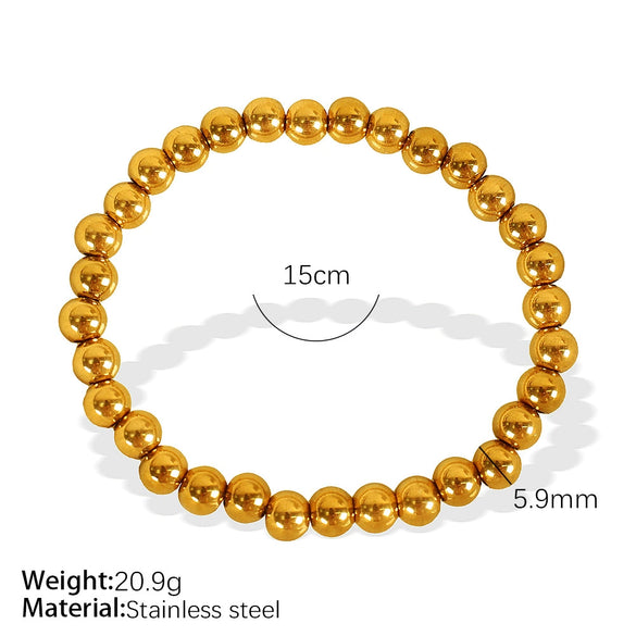316L Stainless Steel Ball Bracelet Minimalist Style Electroplated Jewelry For Ladies