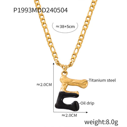 Wholesale Jewelry Basic Letter Titanium Steel Enamel Plating Pendant Necklace