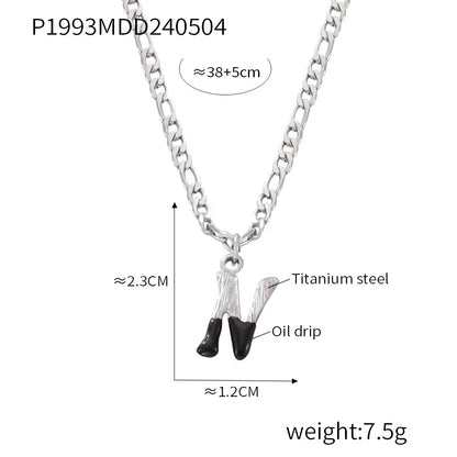 Wholesale Jewelry Basic Letter Titanium Steel Enamel Plating Pendant Necklace