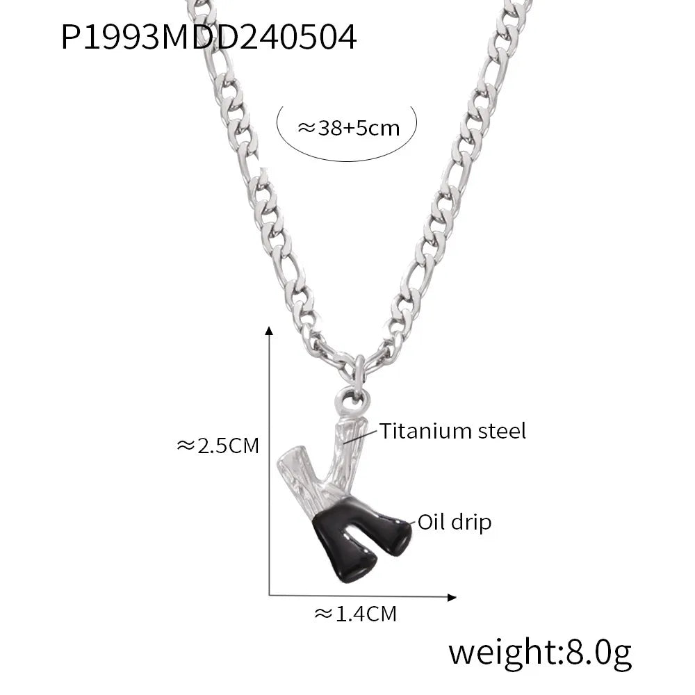 Wholesale Jewelry Basic Letter Titanium Steel Enamel Plating Pendant Necklace