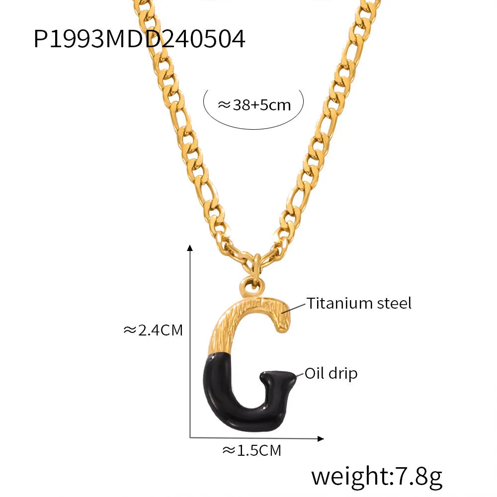 Wholesale Jewelry Basic Letter Titanium Steel Enamel Plating Pendant Necklace