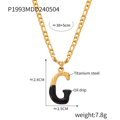 Wholesale Jewelry Basic Letter Titanium Steel Enamel Plating Pendant Necklace