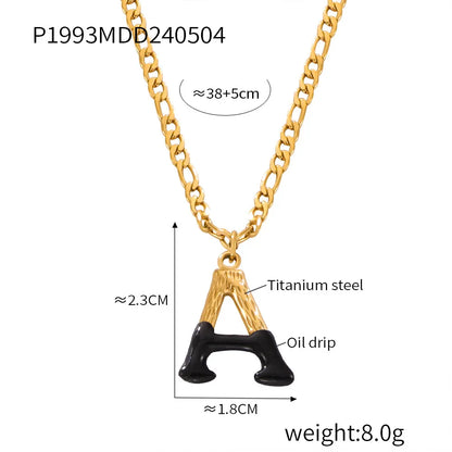 Wholesale Jewelry Basic Letter Titanium Steel Enamel Plating Pendant Necklace