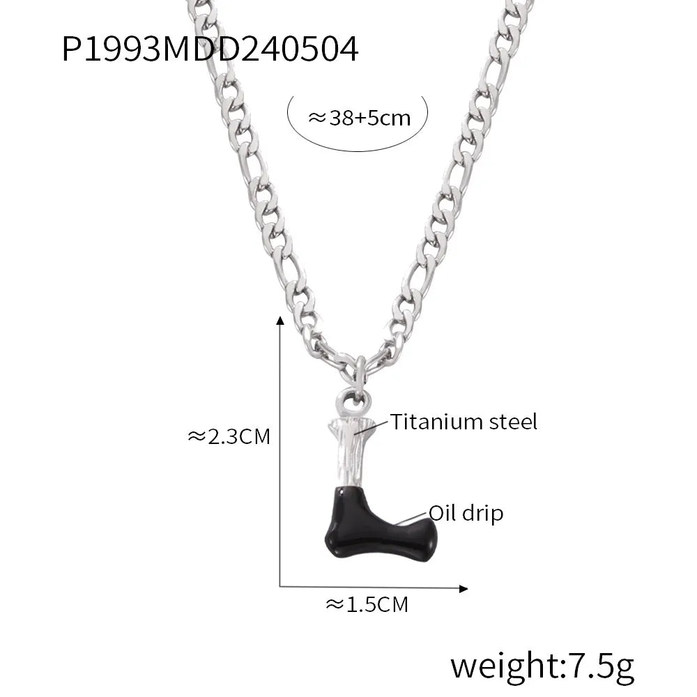 Wholesale Jewelry Basic Letter Titanium Steel Enamel Plating Pendant Necklace