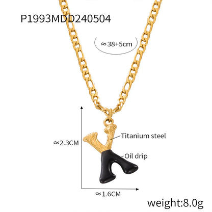 Wholesale Jewelry Basic Letter Titanium Steel Enamel Plating Pendant Necklace