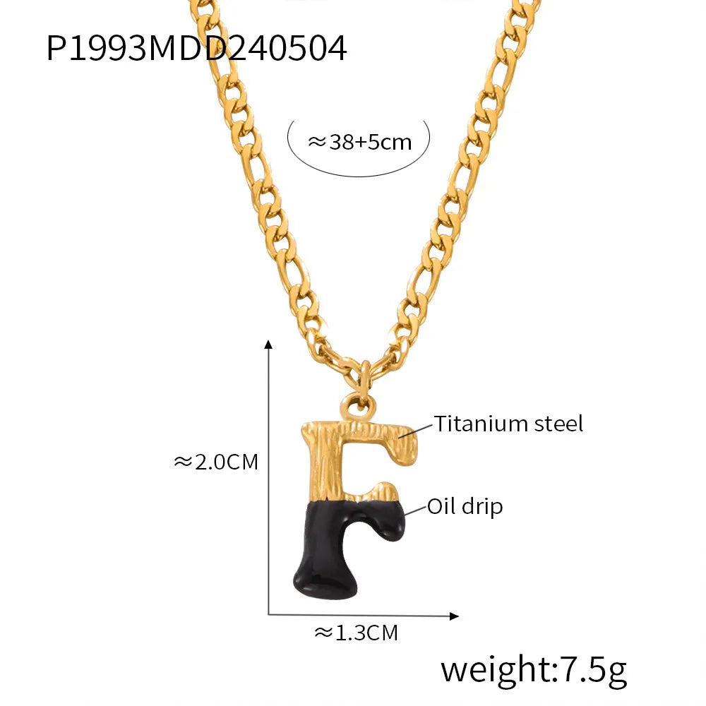 Wholesale Jewelry Basic Letter Titanium Steel Enamel Plating Pendant Necklace