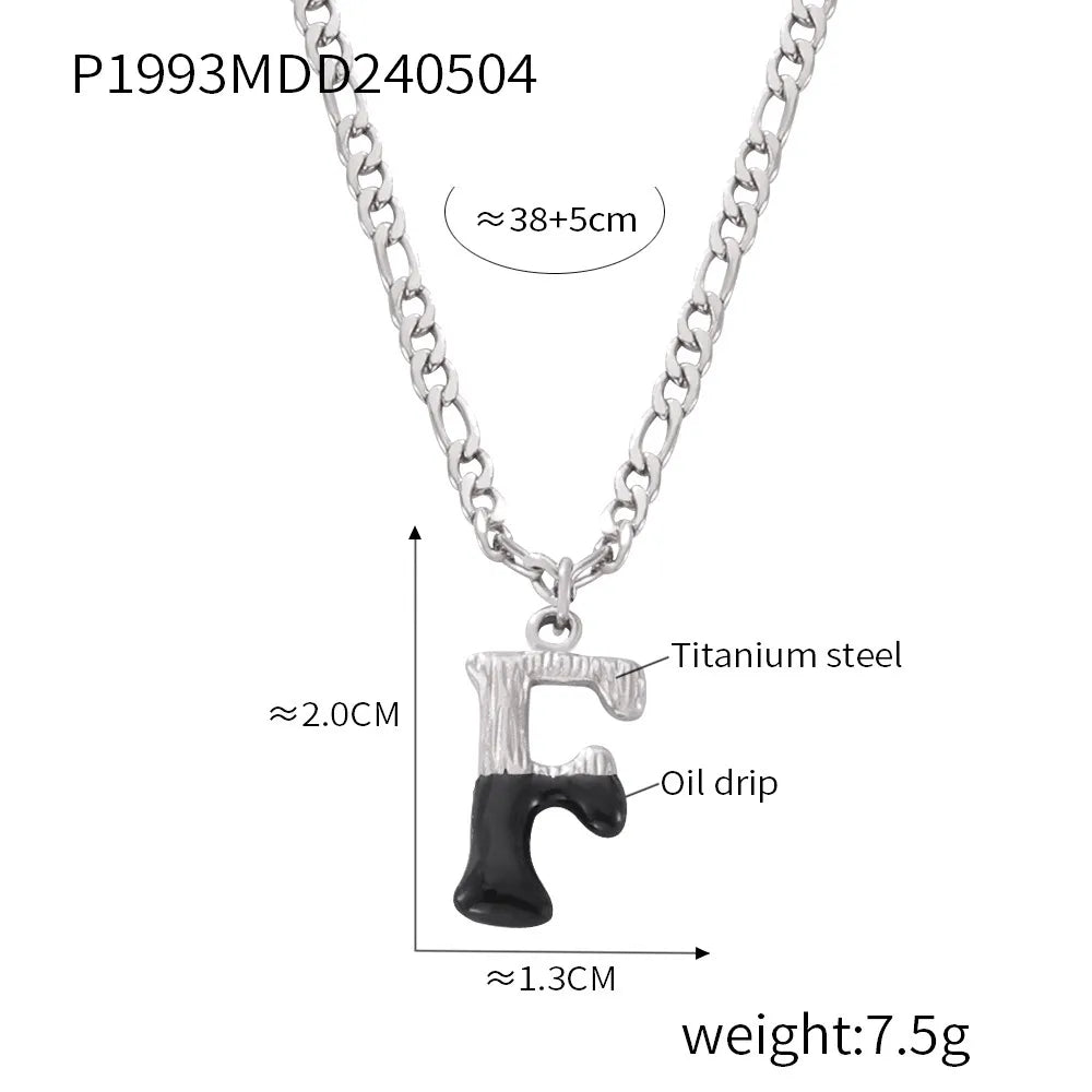 Wholesale Jewelry Basic Letter Titanium Steel Enamel Plating Pendant Necklace