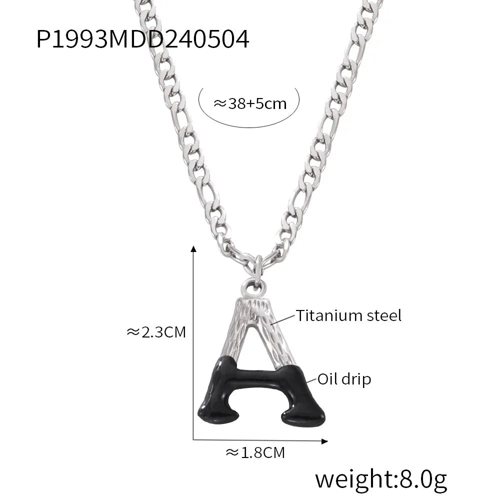 Wholesale Jewelry Basic Letter Titanium Steel Enamel Plating Pendant Necklace