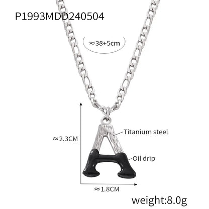 Wholesale Jewelry Basic Letter Titanium Steel Enamel Plating Pendant Necklace