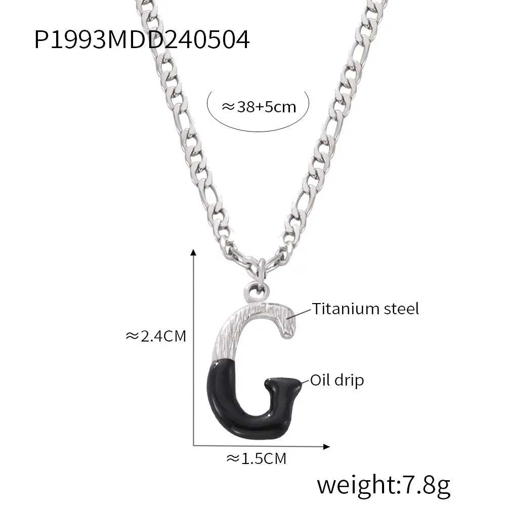 Wholesale Jewelry Basic Letter Titanium Steel Enamel Plating Pendant Necklace