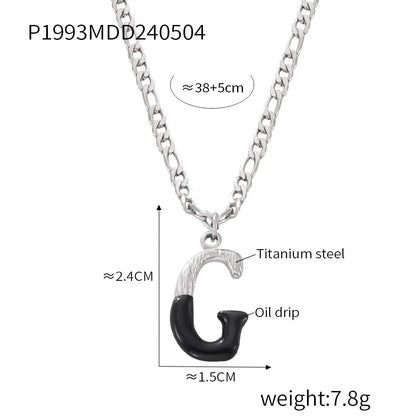 Wholesale Jewelry Basic Letter Titanium Steel Enamel Plating Pendant Necklace