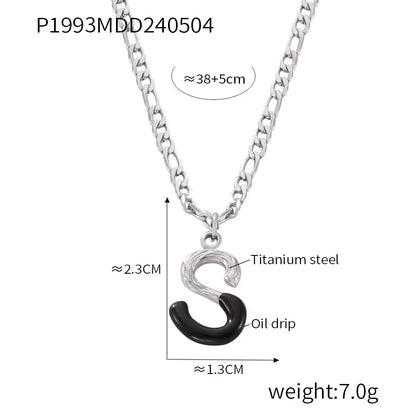 Wholesale Jewelry Basic Letter Titanium Steel Enamel Plating Pendant Necklace