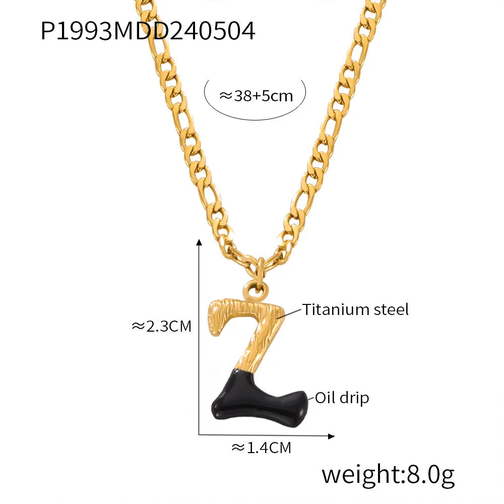 Wholesale Jewelry Basic Letter Titanium Steel Enamel Plating Pendant Necklace