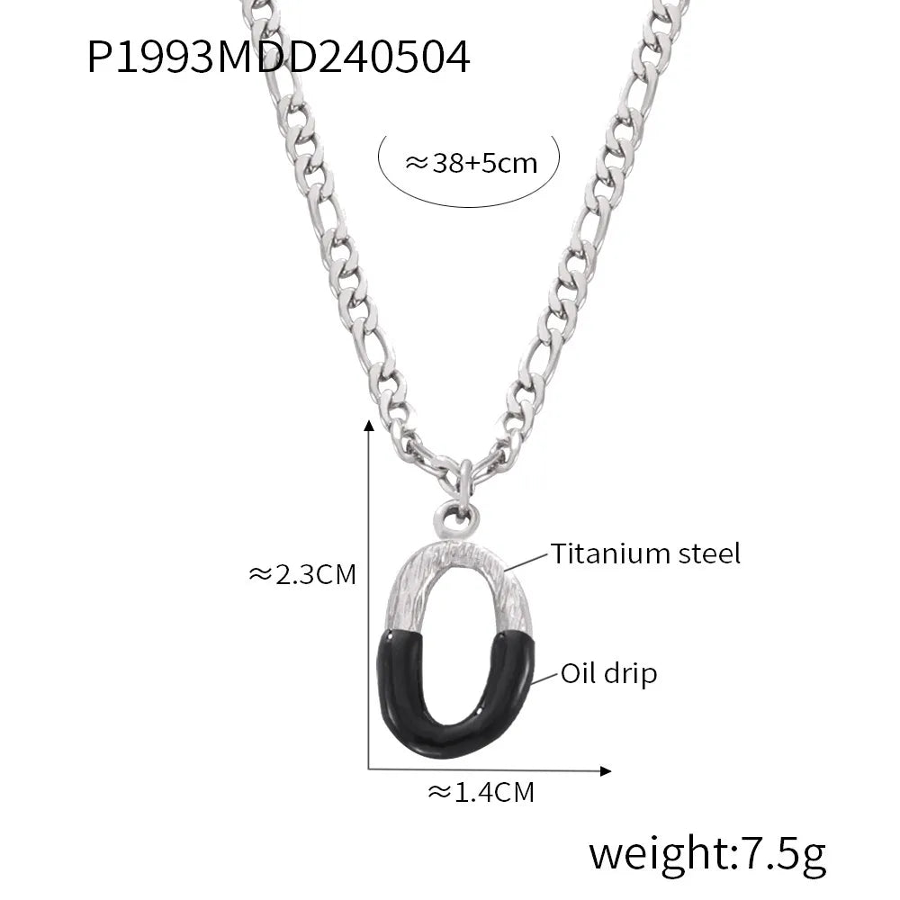 Wholesale Jewelry Basic Letter Titanium Steel Enamel Plating Pendant Necklace