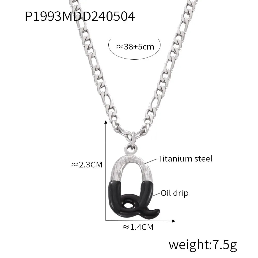 Wholesale Jewelry Basic Letter Titanium Steel Enamel Plating Pendant Necklace