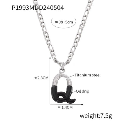 Wholesale Jewelry Basic Letter Titanium Steel Enamel Plating Pendant Necklace