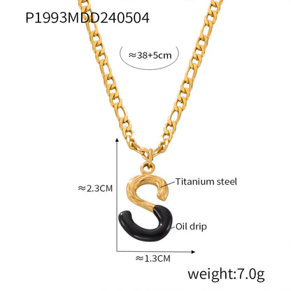 Wholesale Jewelry Basic Letter Titanium Steel Enamel Plating Pendant Necklace