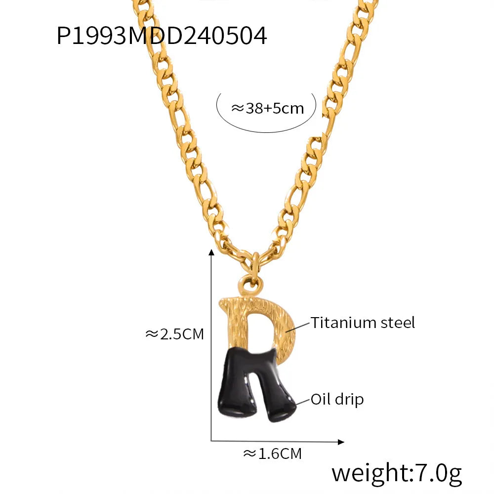 Wholesale Jewelry Basic Letter Titanium Steel Enamel Plating Pendant Necklace