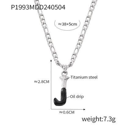 Wholesale Jewelry Basic Letter Titanium Steel Enamel Plating Pendant Necklace