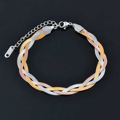 Titanium Steel Basic Modern Style Classic Style Braid Geometric Solid Color Bracelets