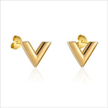 Titanium Steel Basic Simple Style Classic Style Plating V Shape Heart Shape Rings Earrings Necklace