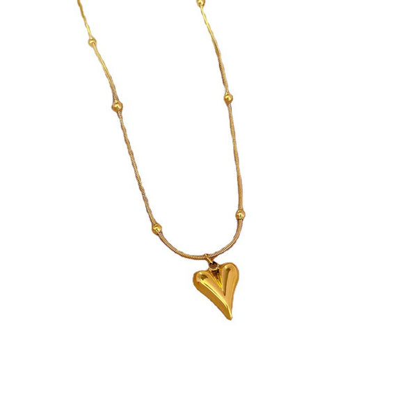 Titanium Steel Bead Chain Love Furnace Real Gold Necklace With Geometric Pattern Electroplated For Female Cartoon Style
