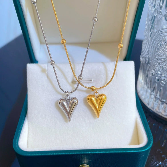 Titanium Steel Bead Chain Love Furnace Real Gold Necklace With Geometric Pattern Electroplated For Female Cartoon Style